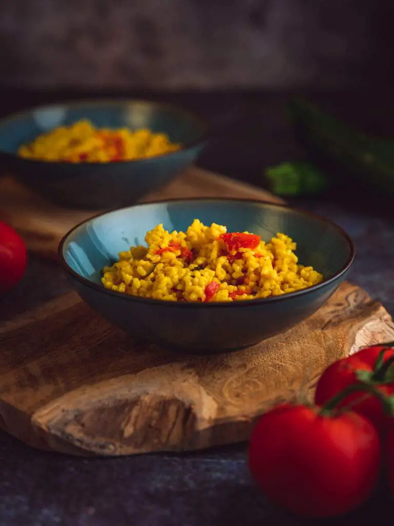 risotto courgette poivron et curcuma au parmesan